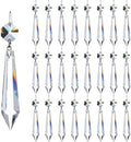 24Pcs 63mm Clear Crystal Chandelier Icicle Prisms with Octagon Beads,Crystals Lighting Lamp Replacement Parts, Christmas Wedding Party Decor (Clear Color with Nickel Pin, 63mm (2.5inches)) by KINGSCRYSTAL