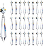 24Pcs 63mm Clear Crystal Chandelier Icicle Prisms with Octagon Beads,Crystals Lighting Lamp Replacement Parts, Christmas Wedding Party Decor (Clear Color with Nickel Pin, 63mm (2.5inches)) by KINGSCRYSTAL