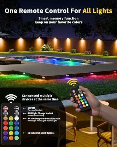 12 Pack Color Changing Solar Fence Lights with Remote, Solar Deck Lights - Image 2