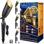 Gardenreet Brass Landscape Lighting - Low Voltage Spotlights Outdoor LED, 12V Wired Uplights, Waterproof Spot Lights, Antique Bronze for Outside Trees Without MR16 Bulb (4 Pack) by Gardenreet