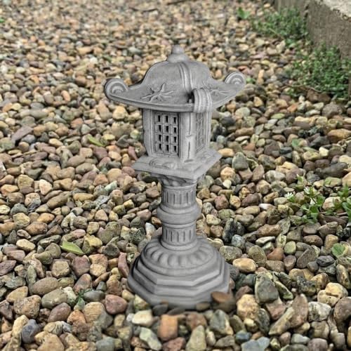 OLOMA Stone Japanese Lantern Garden Sculpture Outdoor Decor Asian Stone Pagoda Statue Cement Handcrafted Yard Ornament Weather Proof Garden Accent Traditional Zen Landscape Decoration - Image 3