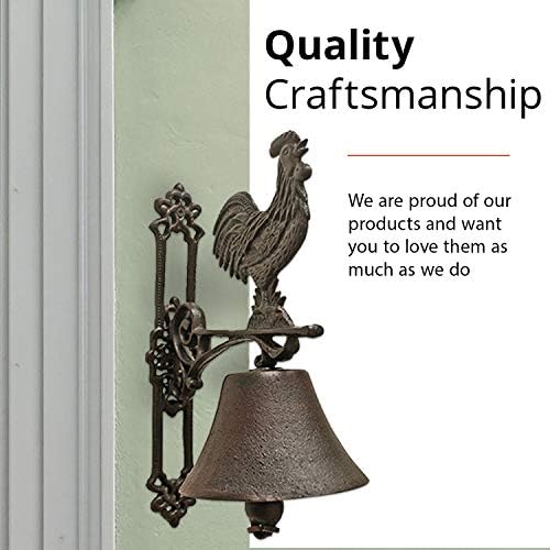 NACH Cast Iron Rooster Doorbell, Small Door Bells for Homes, Rustic Dinner Bell, Kitchen Door Bell, Metal Doorbells, 4.5x7.5x12 inch, JS-90-080 - Image 5