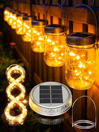 Cooo 12 Pack Upgraded Solar Mason Jar Lid with 30 LED Firefly Light – 215% Larger Solar Panel, Waterproof Anti-Rust Cover, Fits Standard Mouth (Included Hanger Not Included Jar), for Patio Garden by Cooo