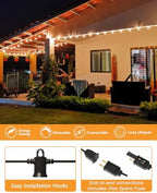 Zuske Outdoor String Lights, 200FT G40 LED IP65 Waterproof Patio Lights - Image 4