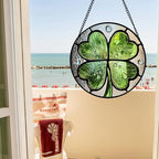 Stained Glass Window Hanging Ireland Lucky Clover Gifts for Women 9.8" - Image 3