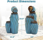 29.5" Outdoor Garden Water Fountain, 3-Tier Ceramic-Look Waterfalls - Image 3