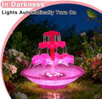 3.5W Solar Fountain Pump for Bird Bath, 3-Tier Red Solar Water Pump with 8 LED Lights, 32.8FT Power Cord and Adapter Included, Dual-Powered for 24/7 Use for Garden, Pond, Pool, Fish Tank and Lawn - Image 2