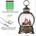 Christmas Snow Globe Lantern with Santa Carriage and Red Barn, Musical Lighted Water Lantern with Swirling Glitter, 6H Timer, USB Powered or Battery Operated, Vintage Tabletop Christmas Decor Gift - Image 4