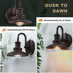 LONEDRUID Dusk to Dawn Sensor Outdoor Gooseneck Barn Light Fixture Brown - Image 2