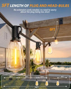Outdoor String Lights 80FT, 50+3 Bulbs,120W Dimmer Romote, IP65 Waterproof - Image 4