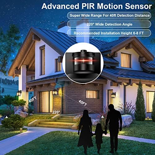 Dusk to Dawn Motion Sensor Light, Outdoor Light Fixture, Aluminum Wall Sconce Lighting, Front Porch Light, Exterior Lights for House Patio, Outside Lights, Wall Mount Anti-Rust Lantern - Image 2