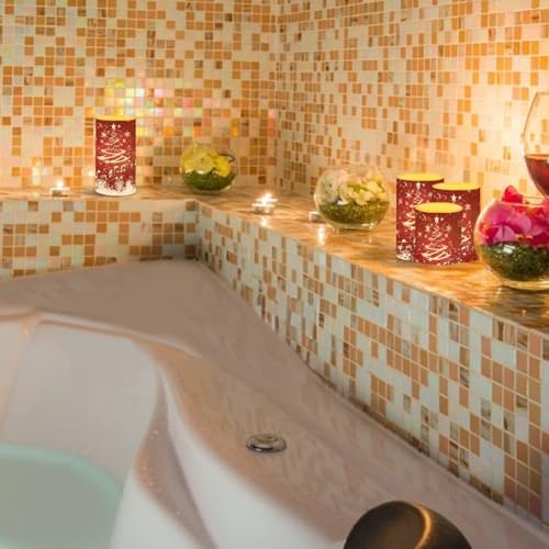 Christmas Tree Firework Battery Operated Flameless Candles with Timer Remote 4 Pack Flickering LED Candles for Indoor Outdoor Winter Home Decorations - Image 7