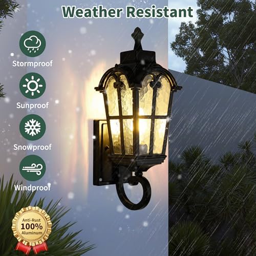 Outdoor Wall Light Fixtures Waterproof Porch Lights Anti-Rust Matte Black Exterior Lighting Fixtures Sconce Lights Outdoor Wall Lantern for Patio Front Door Garage - Image 4