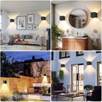 2 Pack LED 20W Outdoor Wall Lights Exterior/Interior 3 Colors Adjustable Wall Sconce Up and Down Light Porch Lights IP65 Waterproof Exterior Wall Sconce Modern Outdoor Lighting Square Aluminum Black - Image 2