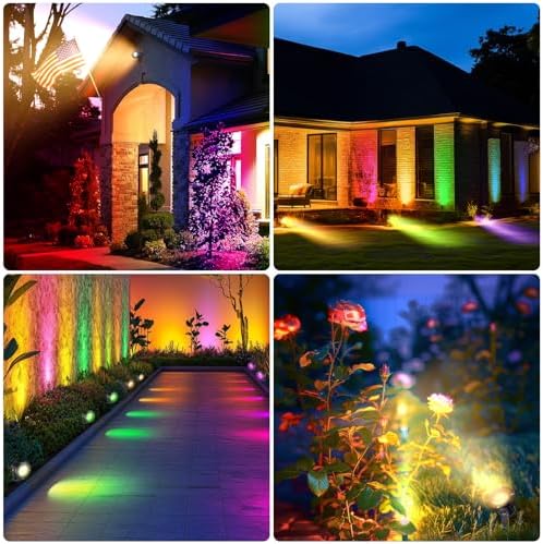OurLeeme Landscape Lighting - 120V 8W RGB Colored Halloween Spotlight, LED Spotlights Outdoor Waterproof Yard Stake Landscape Spotlights, Christmas Spot Lights Outdoor for House Tree (6PCS) - Image 6