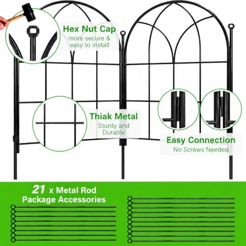 Decorative Garden Fence, 21 ft Metal Border, No Dig Flower Bed Edging 20 PC - Image 3