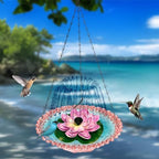 Hanging Bird Bath - Bird Bath Bowl with Solar Fountain Pump - Deck Mount Metal Bird Bath Bowl Powered by Water Fountain Pump for Outdoor Garden - Solar Powered Bird Bath Fountain (Pink) - Image 4
