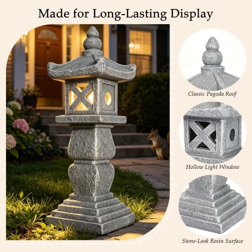 Resin Solar Pagoda Garden Statues for Yard and Garden Unique Zen Decor - Image 3