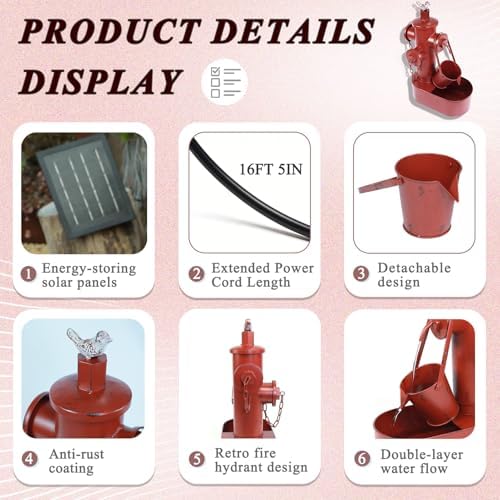 Metal Solar Powered Water Fountain with Backup Battery,Outdoor Fountains - Image 3