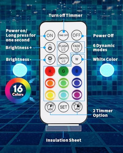 Pool Lights, 2024 Upgraded Rechargeable Submersible LED Lights with Remote, 16 Colors IP68 Waterproof Underwater Light for Inground Pool Above Ground, Aquarium, Hot Tub - Image 4