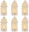 NUPTIO 6 Pcs Moroccan Style Candle Lantern - Small Sized Tealight Candle Holder with Transparent Glass Panels Great for Patio, Indoors/Outdoors, Events, Parties and Weddings, White by Nuptio