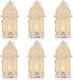 NUPTIO 6 Pcs Moroccan Style Candle Lantern - Small Sized Tealight Candle Holder with Transparent Glass Panels Great for Patio, Indoors/Outdoors, Events, Parties and Weddings, White by Nuptio