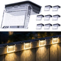 Qualdout Solar Deck Lights 8 Pack, IP65 Waterproof Solar Step Lights Outdoor, Warm White Solar Fence Lights with Crystal Acrylic Lens, Dusk to Dawn LED Lights for Stairs, Railing, Patio, Pool, Yard by Qualdout