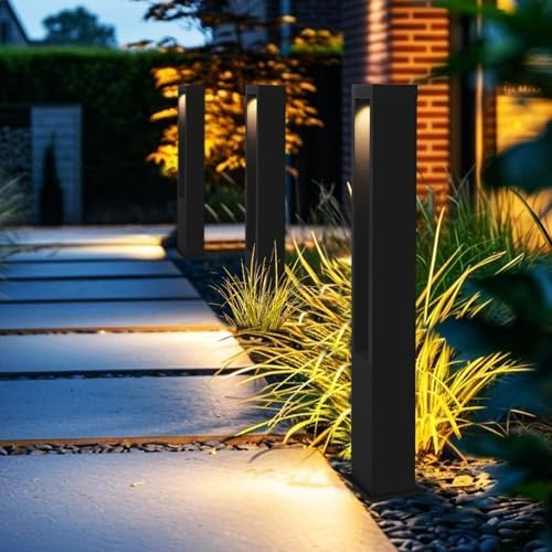 31.5 Inch Modern Landscape Path Light Outdoor LED Pathway Light IP54 Waterproof Bollard Lighting Fixture 3000K Black Square Aluminum Garden Lawn Lamp for Patio Porch Courtyard Driveway - Image 2