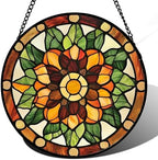 Golden Poppy Stained Glass Window Hanging Suncatcher Gifts for Women 12" by amderven