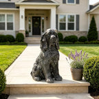 18" Resin Cocker Spaniel Dog Statue Hunting Sculpture Grey - Image 3