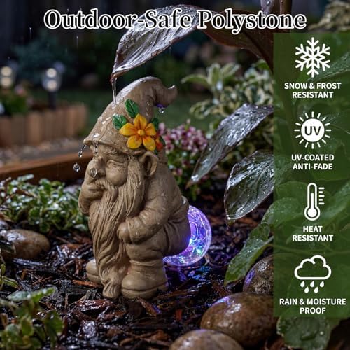 Lyeasw Solar Funny Garden Gnomes Statue - Gnomes for Dad - Waterproof Outdoor Garden Sculpture Light for Yard, Porch, Patio & Balcony - Birthday Gift for Mom, Grandma & Garden Lovers - Image 6