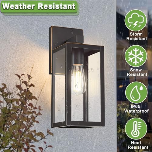 GRUENLICH Outdoor Porch Light, Rustproof Wall Sconce, Tempered Glass - Image 3