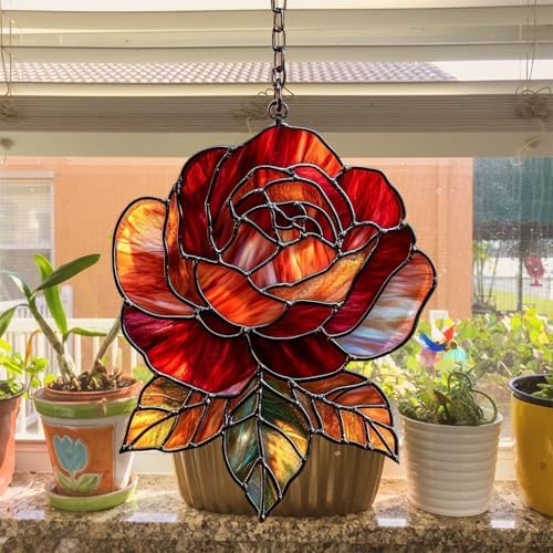 Red Rose Acrylic Suncatcher - Image 4