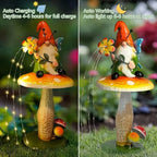 HONGLAND Solar Garden Gnome Figurine, Waterproof Outdoor Mushroom Decor with Solar Outdoor Lights for Yard, Patio, Lawn Ornaments, Ideal Gifts for Mom Grandma Women, Housewarming Gifts-16.5" - Image 3