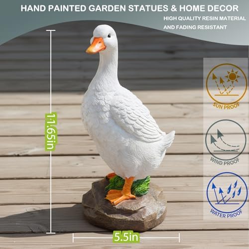 Elenon Funny Duck Garden Statue, Adorable Flower Bed Garden Goose Outdoor Decor, Decorative for Yard Patio Art Sculptures Table Ornament - Image 4