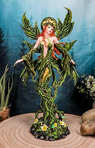 Ebros Elemental Earth Gaia Forest Green Roots and Vines Crown Fairy Statue Decorative Mythical Fantasy Magic Garden Fairies Figurine Collectible - Image 5