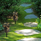 Poceacles Solar Pathway Lights Outdoor Grave Solar Lights Outside Waterproof Cemetery Flameless Candles Outdoor Grave Candle Markers Eternal Decor, Wolf Print Black Gold, 4 Pcs - Image 4