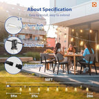 addlon 50FT Outdoor String Lights ST38 LED with Remote Waterproof Dimmable - Image 5