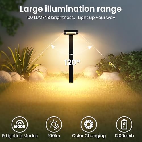 AUDERWIN Solar Pathway Lights Outdoor, Smart Color Changing 9-in-1 Modes - Image 6