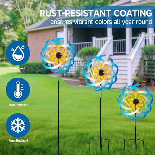 Wind Spinners Outdoor Garden Decor, 360°Metal Kinetic Wind Sculpture Spinner, 16W*76H inch Windmill for Yard, Patio, Backyard, Garden Gifts for Women - Image 5