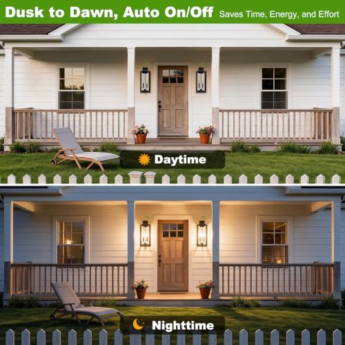 Extra Large 24 Inch Outdoor Wall Lights, Dusk to Dawn Sensor, Black, 2-Pack - Image 3