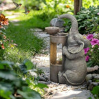 Tankana Elephant Waterfall Fountain for Indoor Desktop & Outdoor Use Small Garden Water Feature with LED Light Quiet Mini Cute Table Water Fountains for Patio, Yard, Home Decor by Tankana