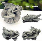 Garden Fairy Statue,Garden Sleeping Angel on Lotus Leaf with Bird Feeder Feature Outdoor Decor Sculptures Figurine Gardening Lawn - Image 3