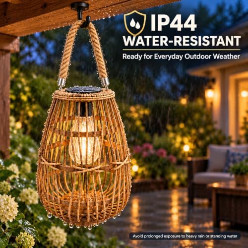 pearlstar Rattan Solar Lantern Outdoor Hanging & Tabletop Decor Light - Image 4