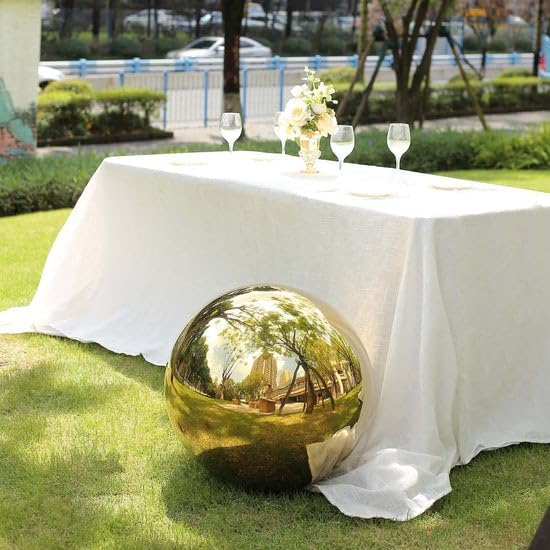 Tableclothsfactory 2 Pack Gold Stainless Steel Gazing Globe Mirror Ball, Reflective Shiny Hollow Garden Spheres - 12" - Image 5