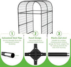 Garden Arch Trellis for Raised Beds, 7.3 FT Metal Cucumber Trellis with Plastic Connectors, u-Shape Plant Support for Climbing Vegetables & Flowers, Weather-Resistant Black - Image 4