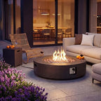 COSIEST 42 inch Outdoor Propane Fire Pit Coffee Table w Concrete Round Base Patio Heater, Certified, 50,000 BTU Stainless Steel Burner, Free Lava Rocks, Rain Cover, Tank Cover - Image 2