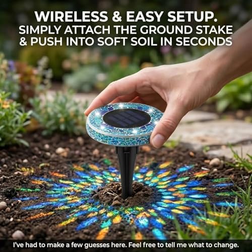 4ps/8ps Solar Mosaic Disk Lights, Outdoor Waterproof LED Ground Lights, Decorative Solar Pathway Lights for Garden, Patio, Walkway, Yard and Driveway (8, Purple) - Image 4