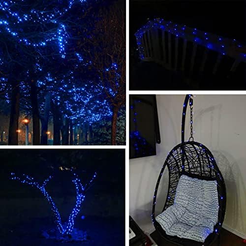 Solar String Lights Outdoor, 4 Pack Each 100 LED Solar Christmas Twinkle Lights Outside, Waterproof Copper Wire with 8 Modes Solar Fairy Lights for Garden Yard Tree Birthady Christmas Decor (Blue) - Image 4