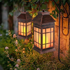 18" Solar Lanterns Outdoor Waterproof Flickering Flame Copper - Image 3